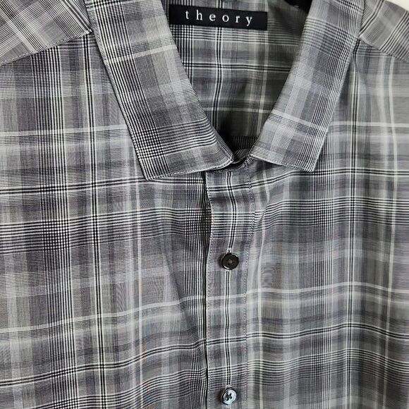 Theory Mens Long Sleeve Plaid Print Button Down Shirt Size Large - Picture 8 of 8